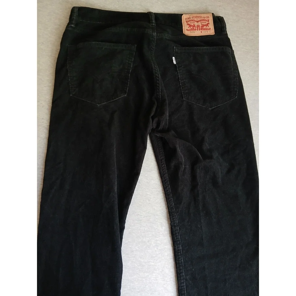 Levis Corduroy Pants 32x32 505 Straight Leg Stretch Comfort Preppy Black